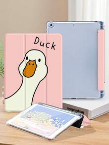 Funda protectora con diseño de pato de dibujos animados, compatible con iPad 9.7/10.2/10.5/10.9/12.9/Pro 11, 10ma generación, compatible con Samsung Galaxy Tab S6 Lite de 10.4 pulgadas, compatible con Kindle Paperwhite 12a generación 2024, Kindle (11a generación) lanzamiento 2022, protección antideslizante, soporte inteligente/activación y suspensión automática