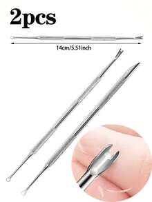 Stainless Steel Nail Pusher, Dual-Head Round & Bevel Shovel, Cuticle Removal & Nail Prep Tool With Emery Board, Essential For Dead Skin & Polishing Prep, Manicure & Pedicure Salon Must-Have, Unscented Tools & Accessories - Multicolor - View 12