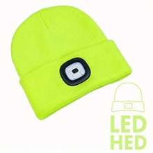 3Light Modes Knitted Hat With LED Light USB Charging Style Breathable Soft And Highly Stretchable Suitable For Cold And Windproof Nights In Autumn And Winter Same Style For Men And Women For Fishing Skiing And Running(200MAH)