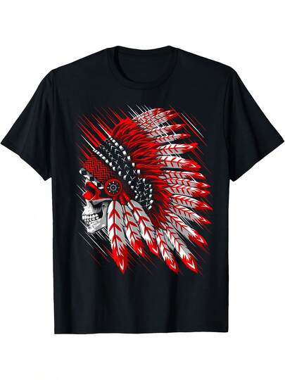 Camiseta con tema americano de calavera de jefe indio Comanche