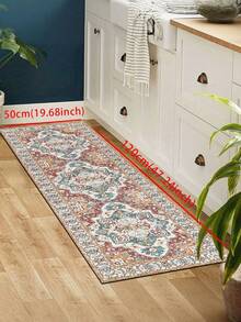 1件浅红色波西米亚风厨房地毯，现代速干厨房小地毯，门垫，舒适床边地毯，走廊地毯，防滑吸水厨房垫，适用于各种地板，舒适站立垫，跑步垫，派对聚会家居装饰地毯，室内入口地毯，加厚柔软厨房地垫，防滑厨房装饰地毯 - 彩色 - 查看 5