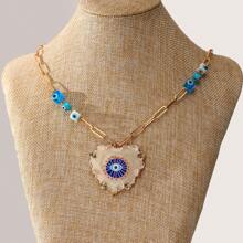 1pc New Zinc Alloy Dripping Oil Evil Eye Pendant Necklace