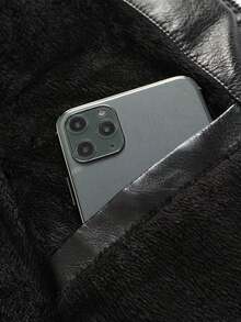 Men's PU Leather Jacket, Contrast Color Design With Thermal Lining, Motorcycle Racing Style Outerwear, Fashionable For Autumn/Winter - Black - View 9