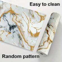 2 Rolls Glossy Marble Effect Self-Adhesive Wallpaper, Full-Coverage Decorative Wall Stickers, Home Renovation Foam Wallpaper, Suitable For Living Rooms, Bathrooms, Kitchens And Dormitories. 40cm*3m / 15.75 Inches*118.11 Inches. - Multicolor - View 5