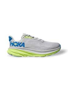 Hoka Giày chạy bộ trẻ em Clifton 9, chất liệu lưới dệt kim nhẹ, thoáng khí, có đệm RN88276 - Bụi sao/Xanh coban - Xem 1