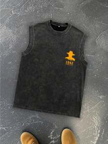 Kuku Boy People Wearing Hats Printed Men's Casual Lightweight Sports Sleeveless Vest Top, Summer Hand Men's Comfortable Gym Training Sports Top Casual Vest