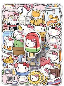 50 件官方* 4-5 厘米 Sanrio INS 热门 Hello Kitty、Kuromi 防水儿童涂鸦贴纸，适用于笔记本电脑、水瓶、保险杠、电脑、手机、笔记本贴纸和贴花