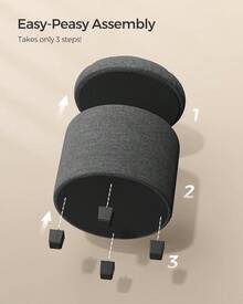 Round Ottoman, Ottoman With Storage, 17.7 Dia. X 17.5 H Inches Foot Rest With Legs, Load Up To 330 Lb, For Living Room, Bedroom, Dark Gray ULOM011G01,8059559 - 藕粉色 - 查看 10
