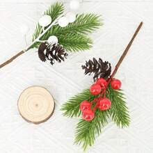 1/3/5pcs Christmas Red Berries Pine Cone Branches Artificial Pine Needles Christmas Tree Ornaments Home Decoration Diy Wreath Gift Holiday Decoration Simulation Plant Christmas Decorations Room Decor Winter