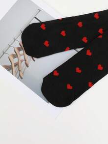 1/2 Pairs Girl's Cute Heart Knitted Thigh High Socks, Spring & Autumn - Multicolor - View 8