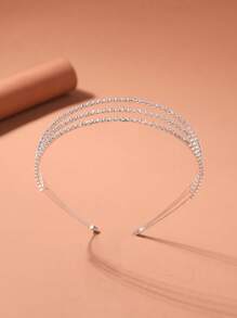 1pc Korean Style 3-Layer Crystal-Embellished Headband Hairband, Delicate Crystal Hair Hoop
