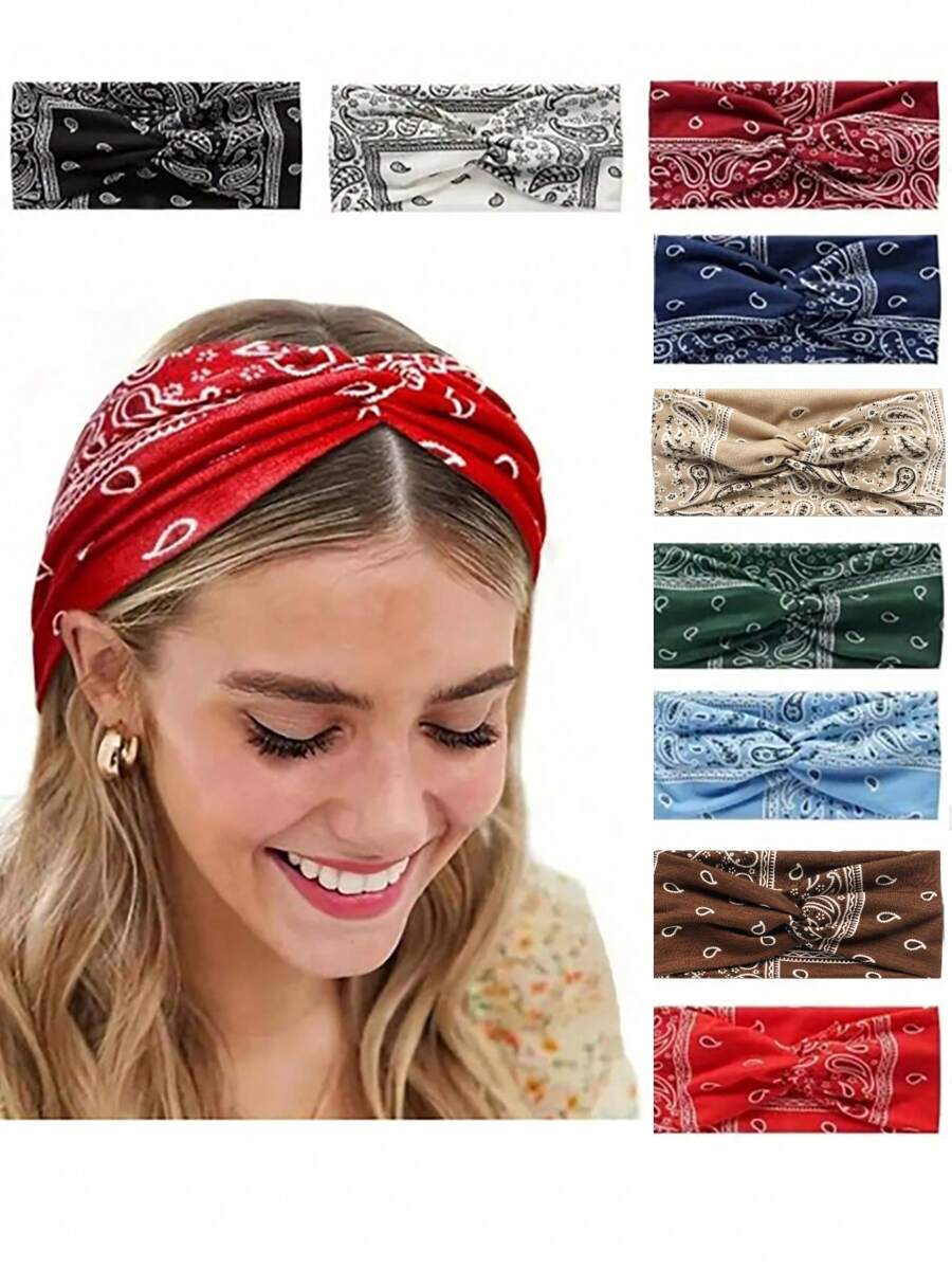 3 pezzi Fasce elastiche per capelli con stampa paisley bohémien, fasce larghe elastiche, dolci fasce sportive, morbide e confortevoli, adatte per donne e ragazze, accessori per capelli per yoga e jogging, articoli scolastici