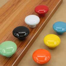 12pcs Ceramic Cabinet Handles - 32mm (1.3") Smooth Flat Mushroom Knobs With Polished Metallic Finish, 12 Vibrant Colors For Kitchen Cabinets, Dressers, Youngsters' Bedroom Furniture & Home Doors, Mushroom Cabinet Knobs - Multicolor - View 6