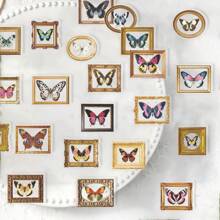 52Pcs Vintage Butterfly Photo Frames Stickers PET Transparent Decorative Decals Butterfly Stickers Insect Stickers Aesthetic Stickers Waterproof Stickers Aesthetic Laptop Sticker Pack Skateboard Stickers Water Bottle Stickers Notebook Stickers
