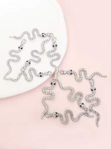 10 piezas de encantos de artesanía de serpiente incrustados con diamantes de imitación populares en Europa y América, para hacer joyas de personalidad de moda para hombres y mujeres, estilo punk, diseño de animales de llavero de pendientes y collar de aleación de moda para fiestas y decoración de banquete