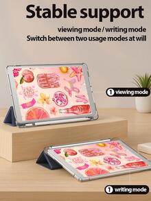 A Beautiful Animal And Soda Combination Painted Transparent Flat Protective Case With Folding Function, Suitable For Various Styles, Supports Eye-Rest And Wake-Up Functions, Making It An Ideal Choice For Festival Gifts, Birthday Gifts And New Year Gifts - White - View 4