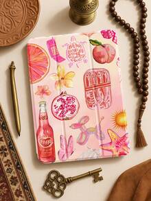 A Beautiful Animal And Soda Combination Painted Transparent Flat Protective Case With Folding Function, Suitable For Various Styles, Supports Eye-Rest And Wake-Up Functions, Making It An Ideal Choice For Festival Gifts, Birthday Gifts And New Year Gifts - White - View 5