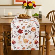 1 Stück Tischläufer mit Blattdruck für Thanksgiving, Ahorn-Blatt Landhausstil Dekoration für Küchentisch, geeignet für Wohnzimmer, Innen-/Außenbereich, Familientreffen
