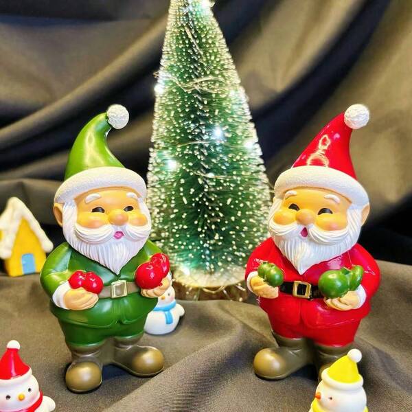 1pc,Simple Resin Santa Claus Sculptures, Small Holiday Christmas Figurines, Suitable For Garden, Home And Bedroom Decoration, Multi - Functional Holiday Decorations For Christmas, Halloween, Easter, Thanksgiving - For Indoor And Outdoor Use, No Electricity Required