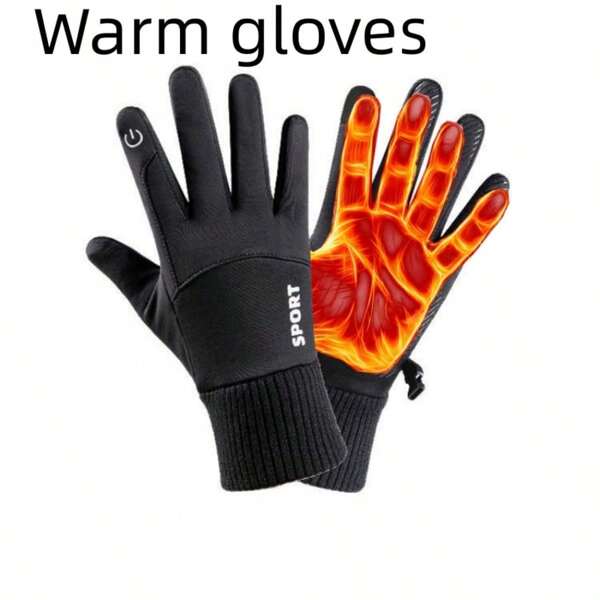 1 Pair Men's Winter Warm Touch Screen Anti-Slip Gloves, Waterproof Windproof For Cycling Hiking Skiing, Great Gift For Boyfriends Or Fathers