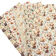 6pcs/Set 7.87x12.99 Inch Animal Print Faux Leather Set, Squirrel, Hedgehog, Owl Pattern Synthetic Leather Fabric, Suitable For DIY Earrings, Hair Accessories, Crafts, Bows And More - Multicolor - View 5