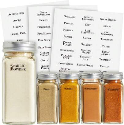 Kitchen Spice Labels Stickers Jars & Lids - 125-Pack Black Rectangular 1.57 X 0.47 In - Pre-Made & Blank Herb, Seasoning & Spice Jar Labels - Waterproof Adhesive Kitchen Organization