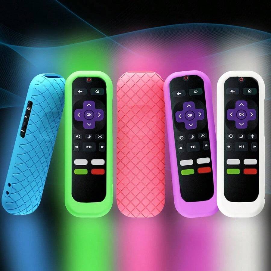 5 Pack Silicone Case For Roku Remote Cover For Hisense  Roku TV Steaming Stick Express Universal Replacement Controller Silicone Sleeve Skin Glow In The Dark Blue Green Purple White Pink - 輝光藍綠色紫色白色粉紅色 - 查看 1