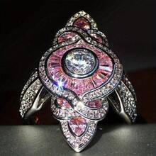 Sparkling Luxury . Creative Pink  Channel Set Rings - Couple Promise Rings For Wedding, Engagement & Eternity - Anniversary, Birthstone Gifts For Men & Women On Romantic Holidays - Hồng - Xem 6