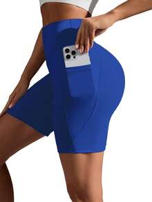 5-Pack High Waisted Yoga Shorts W/Pockets - Tummy Control Slimming Workout Shorts - Stretchy & Breathable For Yoga, Pilates, Dance, Fitness (Black) - 5pcs(mixed color) - 查看 6