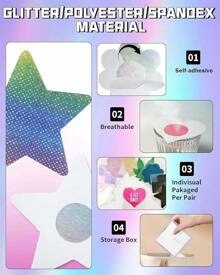 Women Nipple Stickers - Disposable Adhesive Breast Petals  Boob Pads Sticky Bra - 15 Pairs (Halloween, Holidays, Parties, Music Festivals)