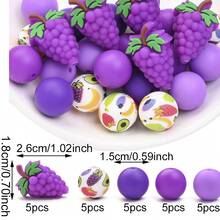 25pcs Silicone Bead Set - Strawberry Theme For DIY Jewelry Making, Necklaces, Bracelets, Keychains & Earrings Craft Supplies - Multicolor - View 15