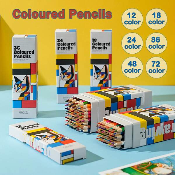 New 12/18/24/36 Colors Oil-Based Colored Pencils Student Painting Brushes Portable White Basswood Colored Pencils Stationery