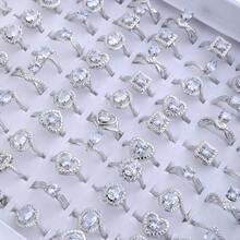 10 件时尚优雅合成锆石不锈钢戒指女式混合风格闪亮结婚戒指珠宝派对礼物不褪色 - 10個不銹鋼婚禮戒指 - 查看 11