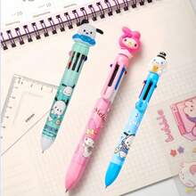 bandai 1 pennenset met 10 kleuren in de vorm van een cartoonfiguur (1 pen met 10 kleuren), schattige creatieve etui met tandpasta in de vorm van een kat, leuke organizer voor op het bureau van een student, cadeaudoos voor kantoorbenodigdheden, cartoonbalpen, set van 10 balpennen - snel drogende inkt, medium punt, leuke set kantoorbenodigdheden, geschikt voor tieners, krabbels, markeren, leuke etui, terug naar school