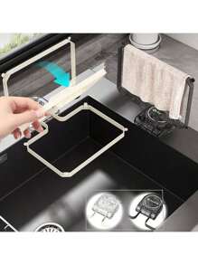 1pc Sink Strainer Rack, Kitchen Suction Cup Drain Net Rack, Multi-Function Wet And Dry Separated Garbage Filter Basket