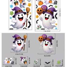Halloween Decorative Cartoon Spider, Ghost, Pumpkin, Bat Stickers - Static Cling Window And Glass Decals Home Decor Fall Decor Room Decor Autumn Decor