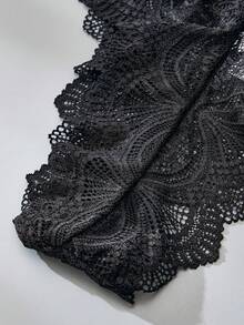 FOVTY 3 piezas Bragas de mujer con encaje, parches, diseño de mariposa y plumas, sexy y encantador, tanga negra - Negro - Ver 5