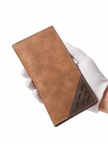 Retro Pattern Bifold Men's Wallet With Multiple Card Slots, Thin Long Clutch Purse Suitable For Men & Women, PU Leather