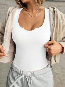 Vaiaye Women's Solid Color V-Neck Long Sleeve Fitted T-Shirt, Activewear Workout Top Casual Spring - White - View 4