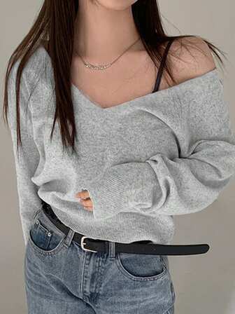 2025 Autumn/Winter Casual Elegant Women Crew Neck Long Sleeve Top
