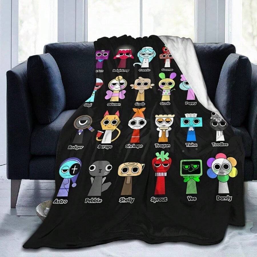 Dandy'S World Blanket Super Soft Cozy Throw Blanket , Lightweight Fuzzy Comfy Textured Flannel Blanket Warm Plush Throw Blankets For Couch, Sofa, Bed.Jpg - 黑色 - 查看 1