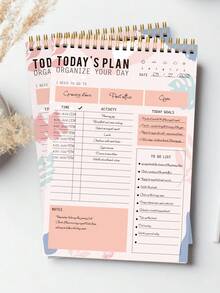 BUBU 1pc Spiral Daily Planner To Do List Notepad - Undated Goals Planning Pad With Hourly Schedule Tear-Off Notepad,Stationery Office School Supplies Back To School - Yellow - View 3