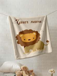 1pc Customizable Text Family Blanket, Lion Pattern Blanket, Memorial Blanket. Suitable As A Girlfriend/Boyfriend, Adult, Valentine's Day, Lightweight, Baby Blanket, Personalized Throw Blanket, Personalized Photo Blanket, Custom Throw Blanket, Personalized Baby Blanket, Newborn Blanket, Suitable For Mother's Day, Birthday, Children's Day, Father's Day, Graduation, Wedding, Christmas, Halloween, For Home Sofa, Bed, Car, Bedroom, Living Room, Throw Blanket, Area Rug, Baby Blanket. - Multicolor - View 2