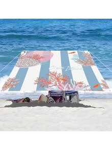 1 件海洋生物设计遮阳篷,轻松打造舒适休闲区,卡通海洋风格,100% 涤纶,矩形,防水,防紫外线,适用于户外花园、露台、海滩、夏季,附赠尼龙绳 - 彩色 - 查看 40