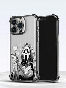 1 件极简主义骷髅与鬼脸电镀气囊防摔/加厚透明 TPU 手机壳适用于 Apple 17 Air/17 Pro Max、16 Pro Max/16 Pro/16/13 Pro Max/12 Pro Max 11、15 Pro Max、14 Pro Max/Galaxy、/Honor/Note 13 Pro/S23 Ultra/S24 Ultra/S25/A56 保护套 - 黑色 - 查看 8