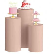Set di 3 pezzi di alzate per dolci, supporti cilindrici flessibili (50/55/60 cm), adatti per decorazioni per feste, matrimoni o compleanni, decorazioni autunnali (include solo il tappeto da tavolo a forma di cilindro)