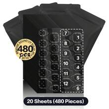 BRIDGESOUND 480 贴纸/20 张，360 贴纸/15 张，240 贴纸/10 张，120 贴纸/5 张，升级版黑色薄膜 16 片固化指甲贴纸，强力双面胶指甲凝胶，UV 凝胶指甲油，DIY 美甲，持久耐用，需要固化。 - 無色 - 查看 12