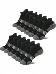 30双新款黑白灰色男士短袜踝袜薄款针织运动袜户外健身透气速干耐磨短筒船袜 - 彩色 - 查看 10