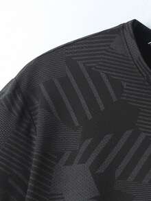 Plus Size Men's Summer Loose Ice Silk Short Sleeve T-Shirt, Breathable Quick Dry Casual Sportswear Tops - Black - View 5