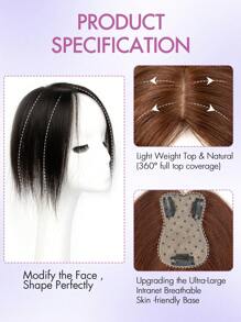 7x11厘米女士真人发夹式侧刘海直发接发片，优雅款式，多种颜色可选，增加稀疏头发的蓬松度和长度，夹式固定，逼真头皮效果